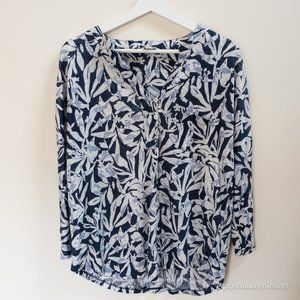 Monsoon 100% Linen Knit Top – Blue / Floral Print – US 6